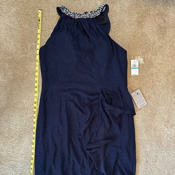 Formal Dress - Alex Evenings Brand Navy Blue with pearls - Picture 3 of 6